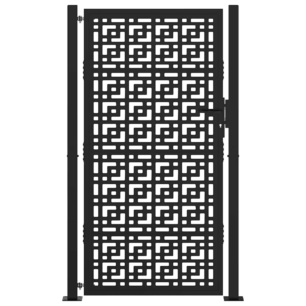 Portão de jardim preto 100x175 cm aço design em cruz