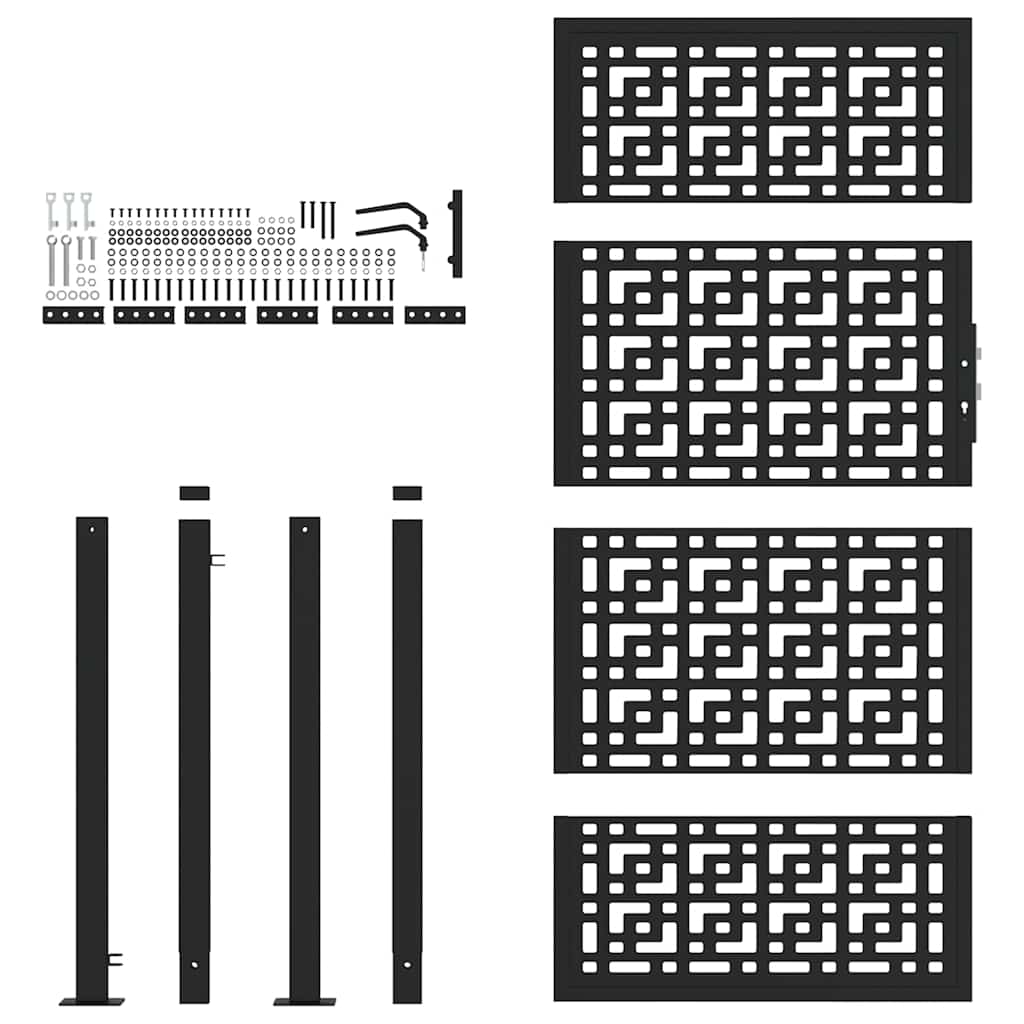 Portão de jardim preto 100x175 cm aço design em cruz