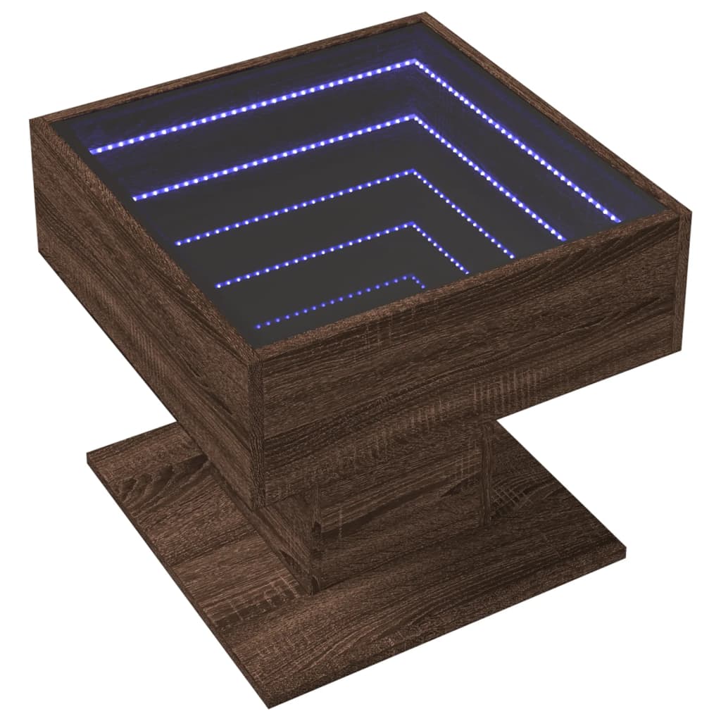 Mesa de centro c/ leds 50x50x45 madeira processada