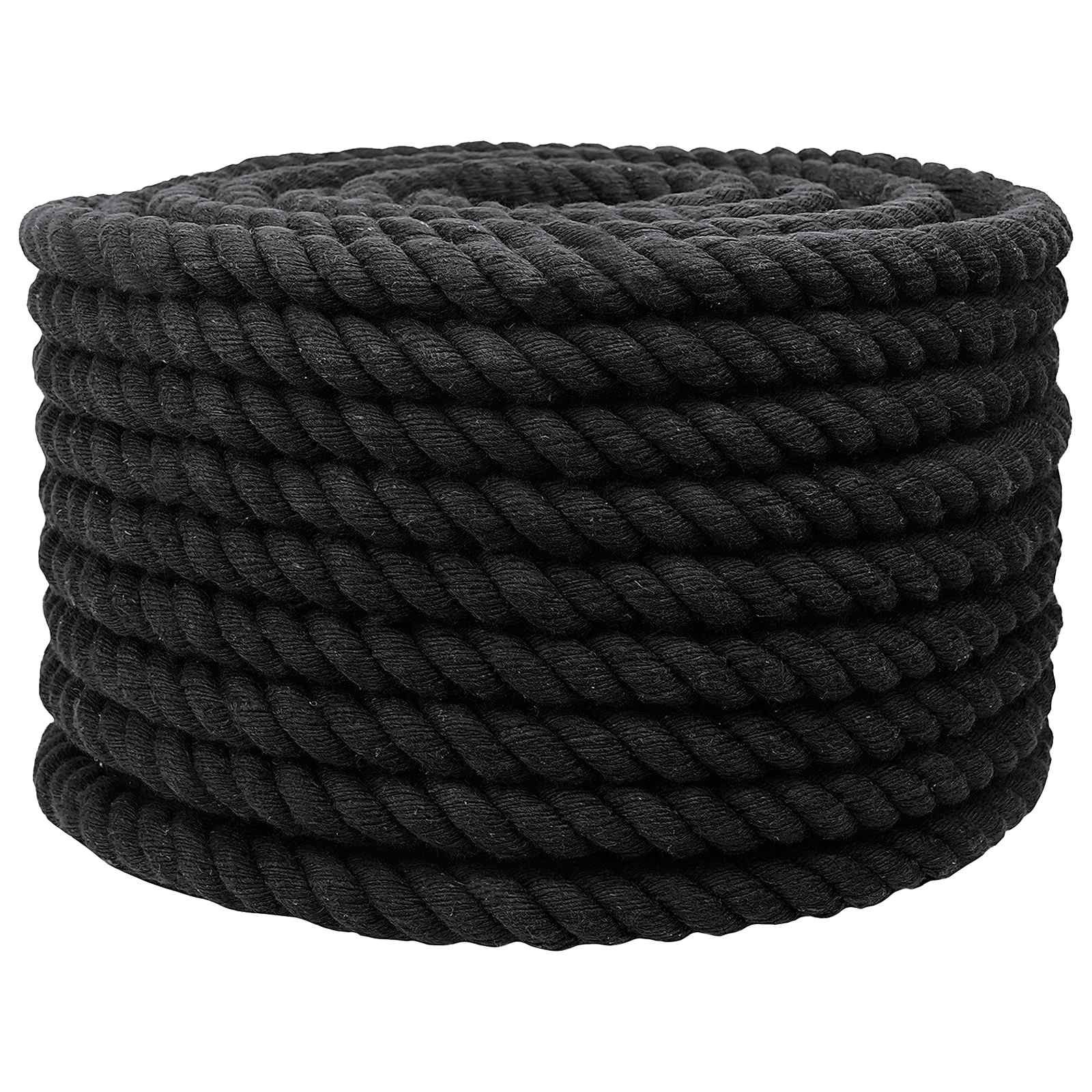Corda de algodão 20 mm 50 m preto 100% algodão