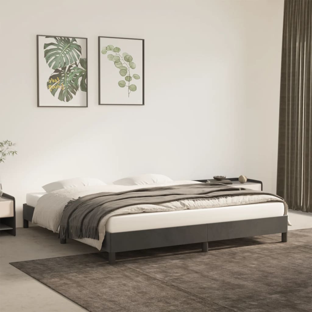 Estrutura de cama sem colchão 180x200 cm veludo cinzento-escuro