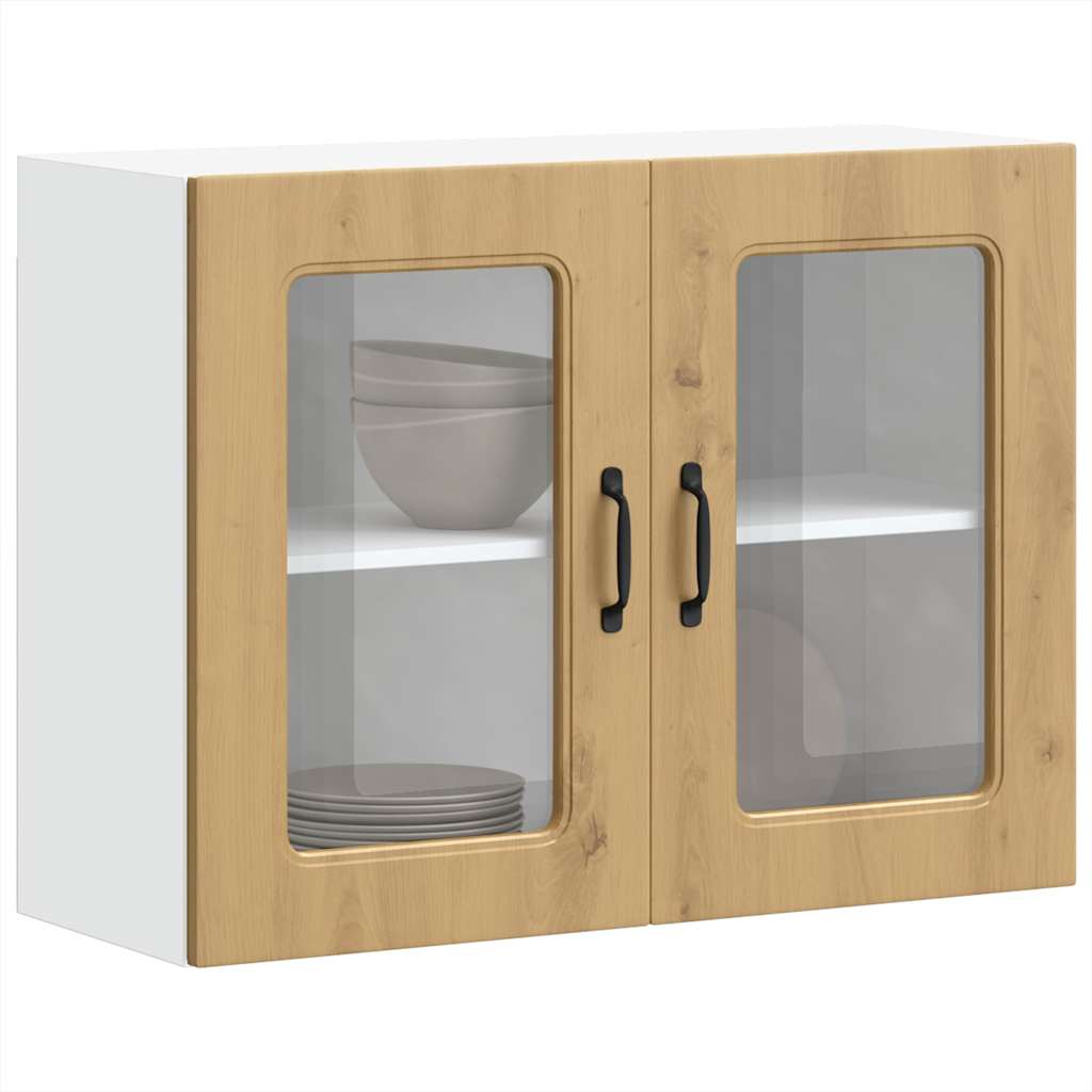 Armário de parede cozinha porta vidro kalmar carvalho artesanal