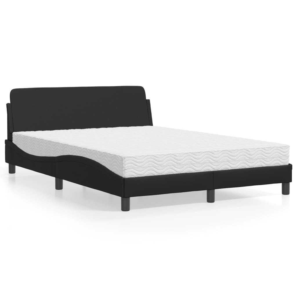 Cama com colchão dover 140x190 cm couro artificial preto