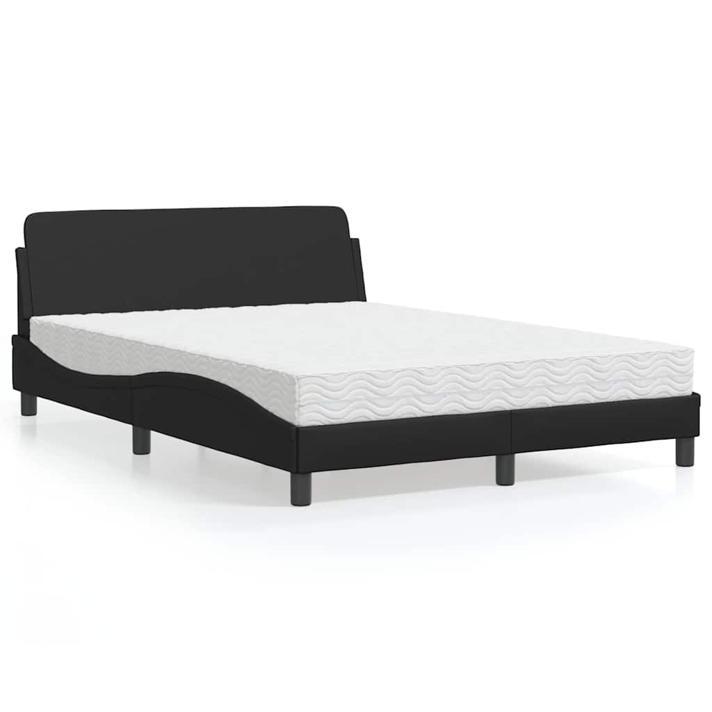 Cama com colchão dover 140x190 cm couro artificial preto