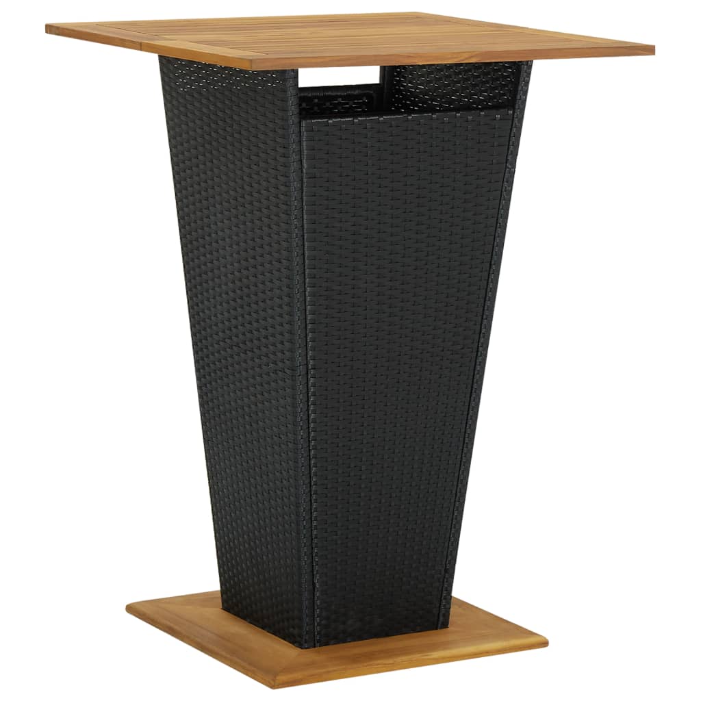 Mesa de bar 80x80x110 cm vime PE e acácia maciça preto