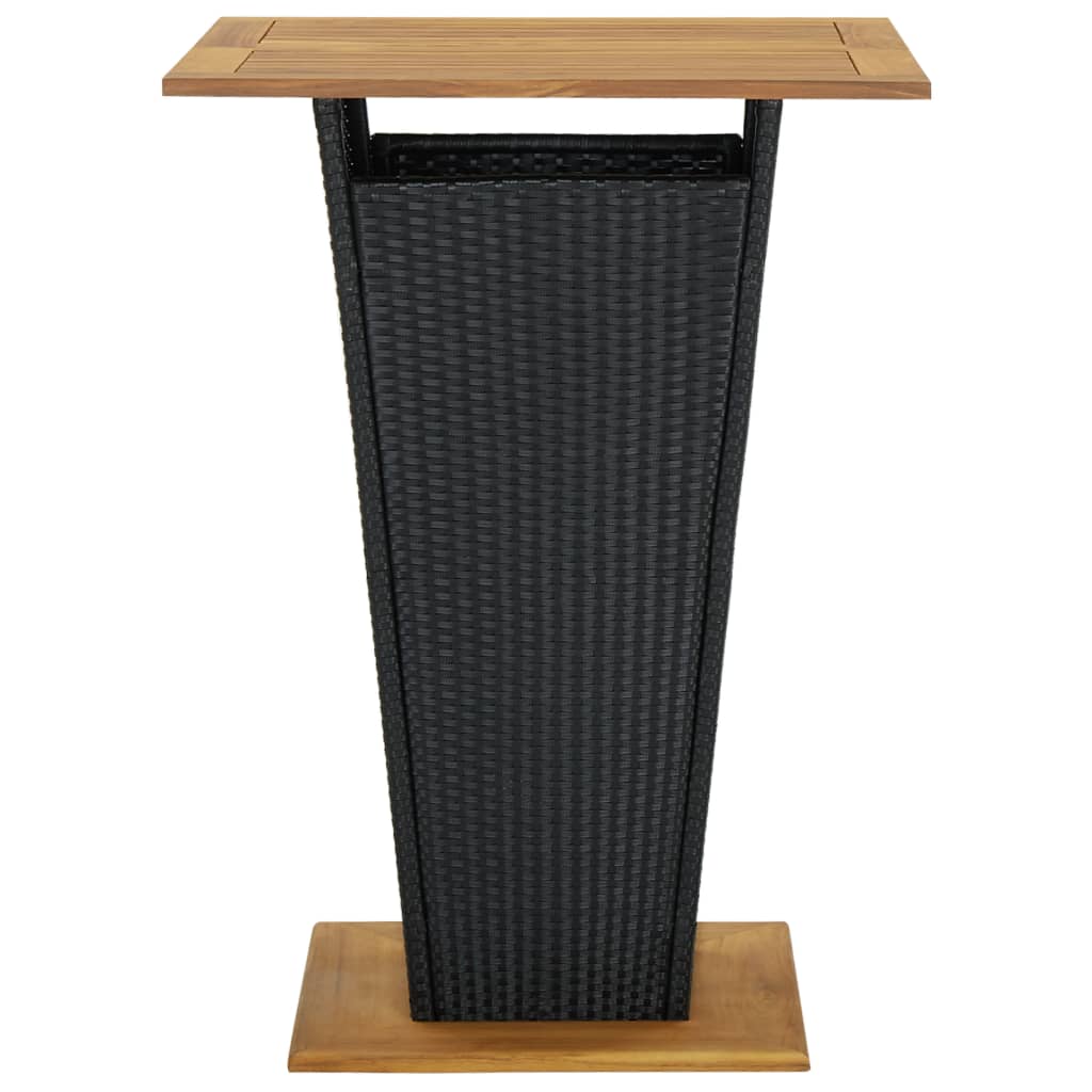 Mesa de bar 80x80x110 cm vime PE e acácia maciça preto
