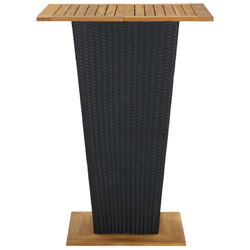Mesa de bar 80x80x110 cm vime PE e acácia maciça preto