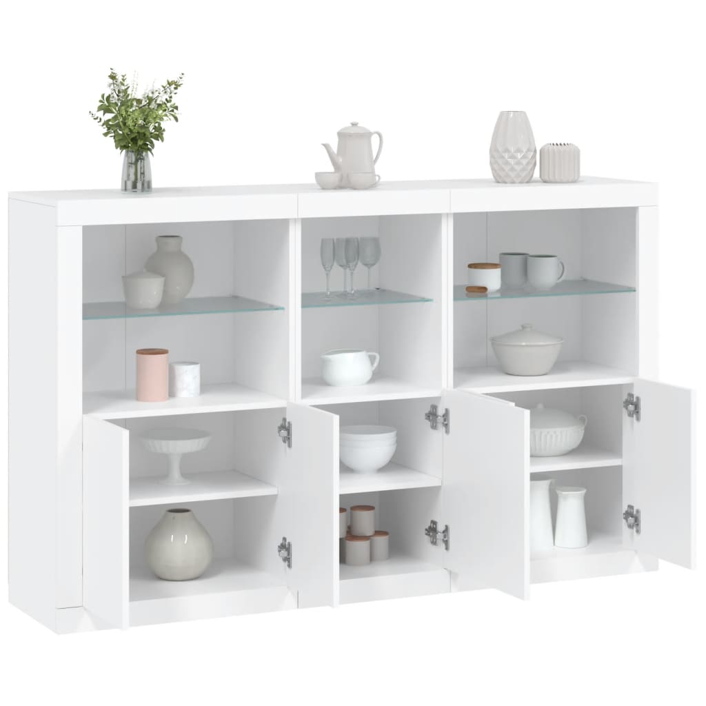 Aparador com luzes LED 162x37x100 cm branco