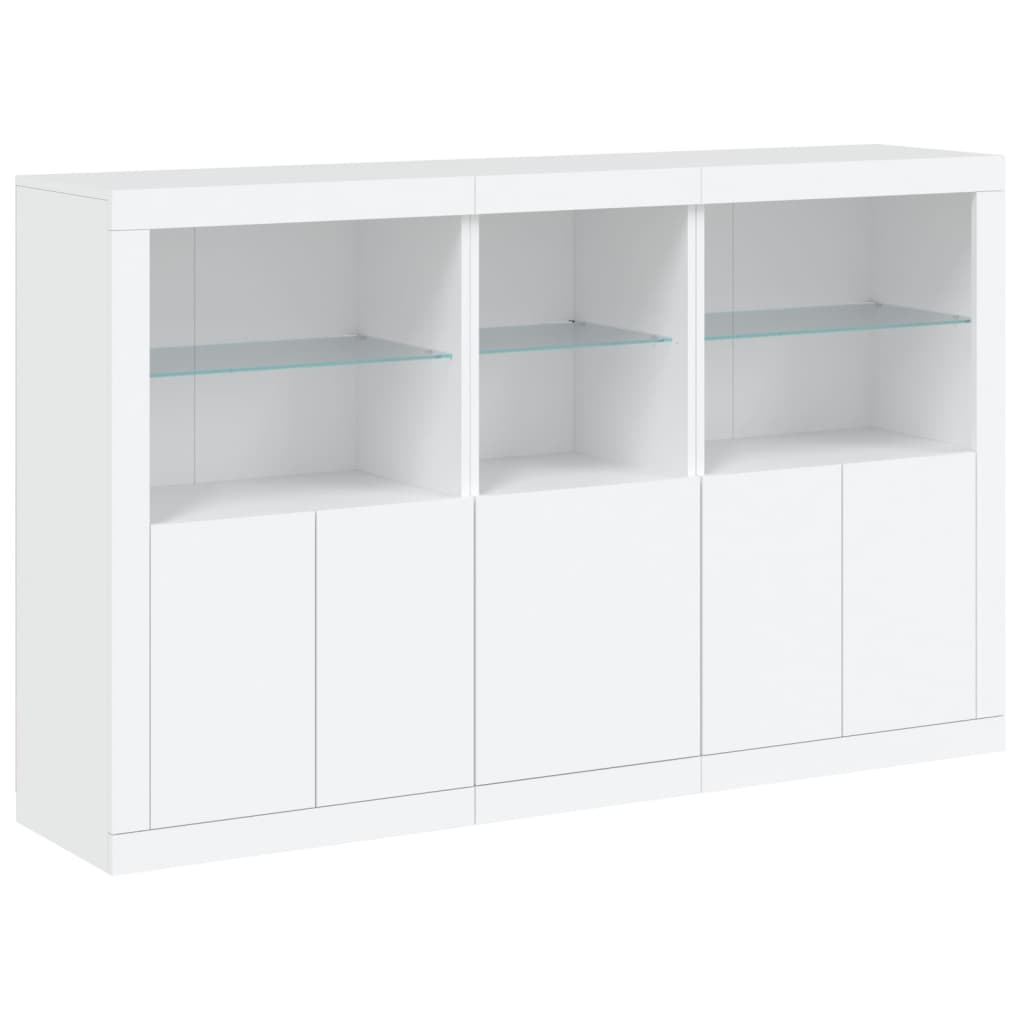 Aparador com luzes LED 162x37x100 cm branco