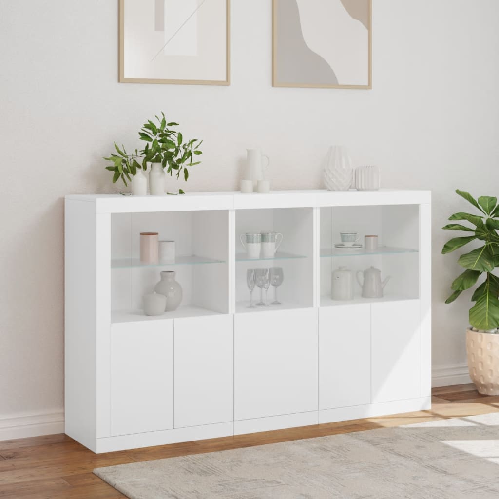 Aparador com luzes LED 162x37x100 cm branco
