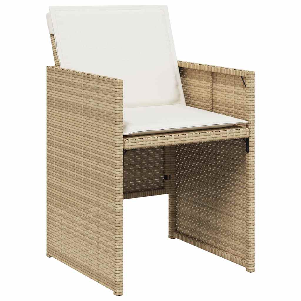 9 Pcs conjunto de jantar p/ jardim com almofadões vime PE bege