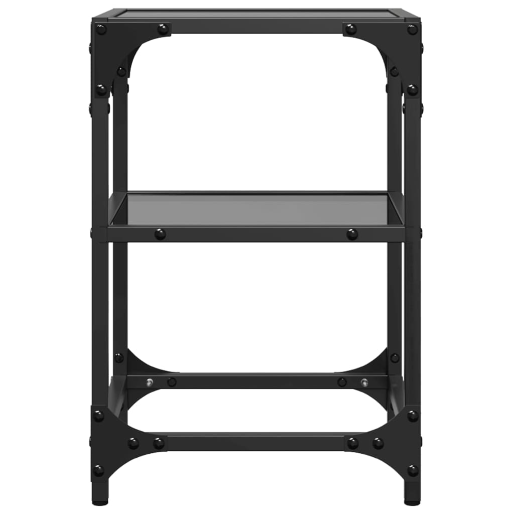 Mesas de centro c/ tampo em vidro preto 2 pcs 30x30x45 cm aço