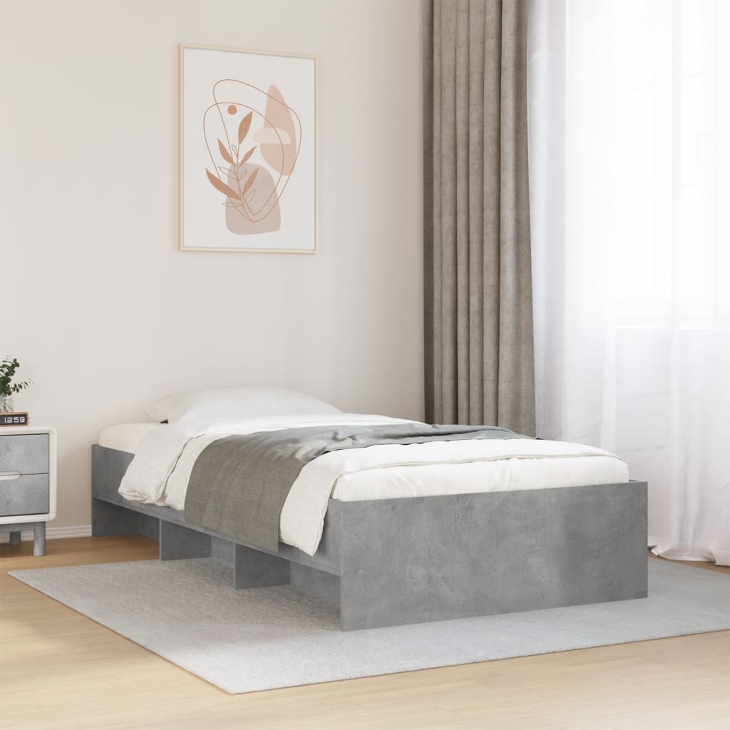 Estrutura de cama 75x190 cm derivados de madeira cinza cimento