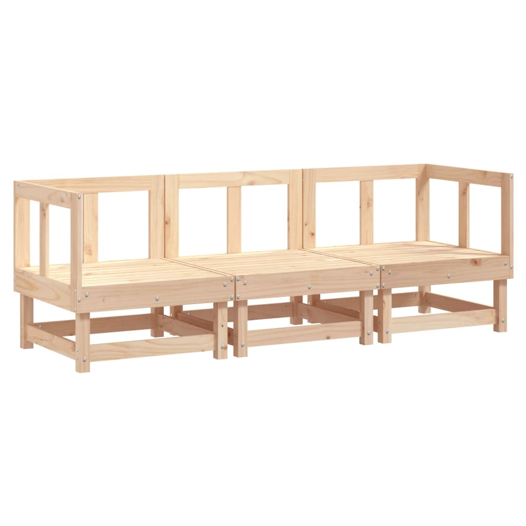 3 Pcs conjunto lounge de jardim madeira de pinho maciça