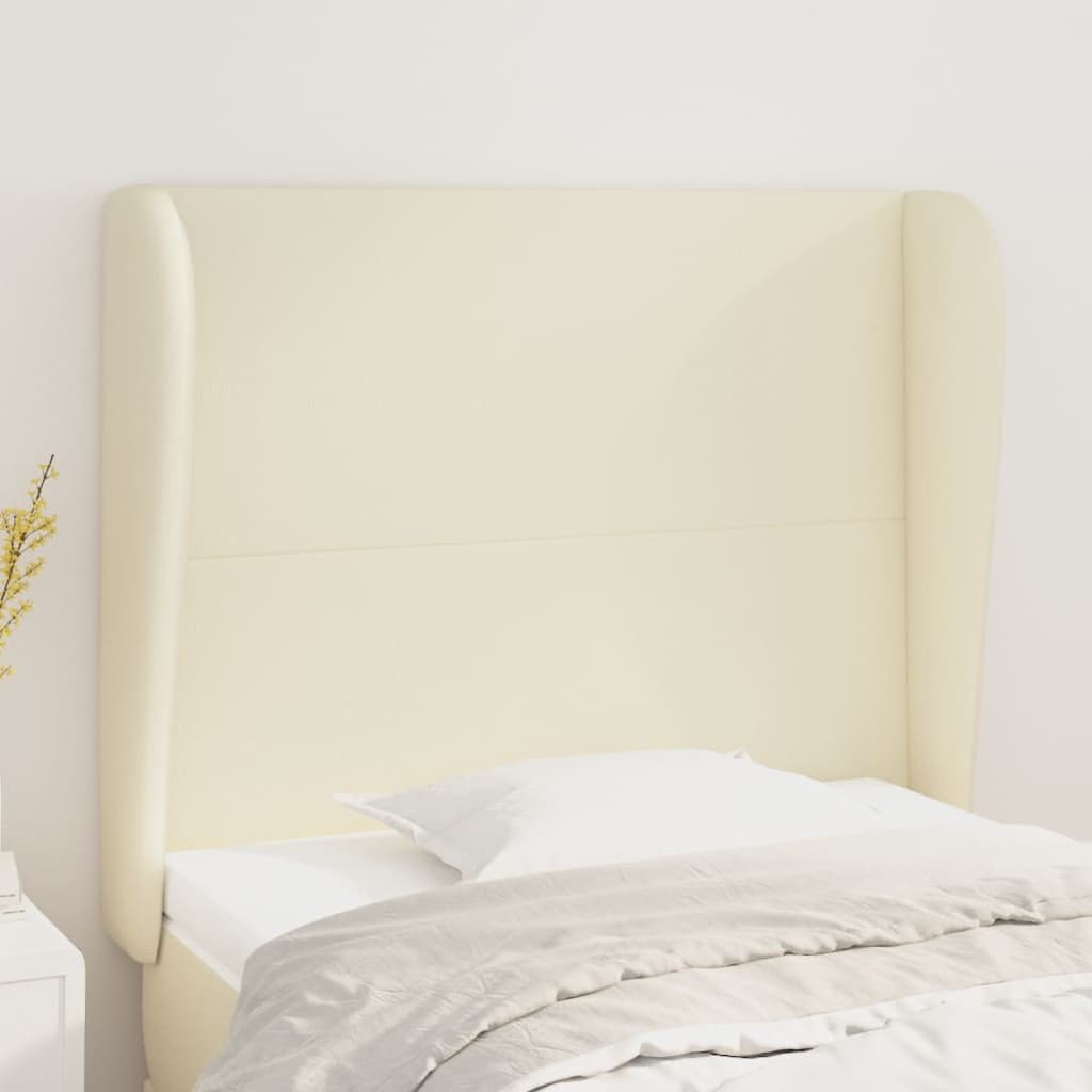Cabeceira cama c/ abas couro artificial 103x23x118/128 cm creme