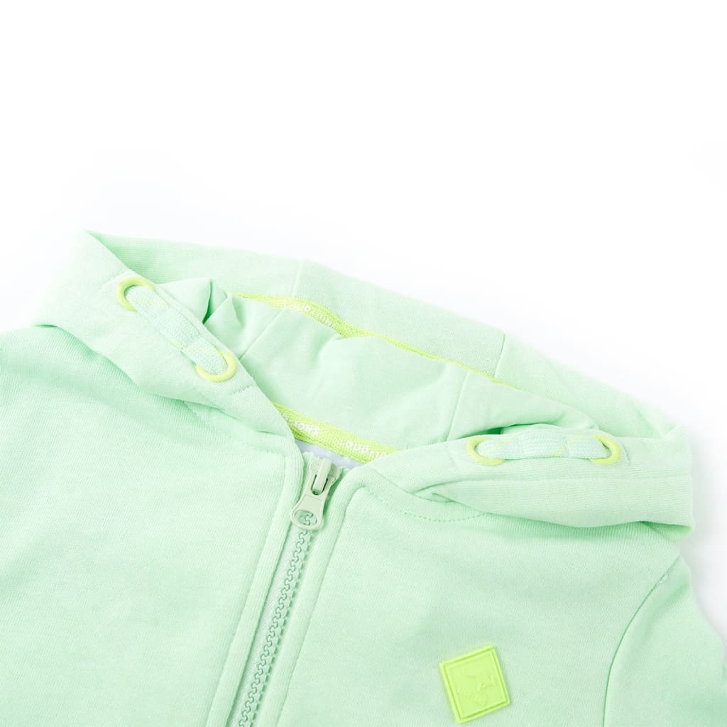 Sweatshirt para criança com capuz e fecho verde-brilhante 116
