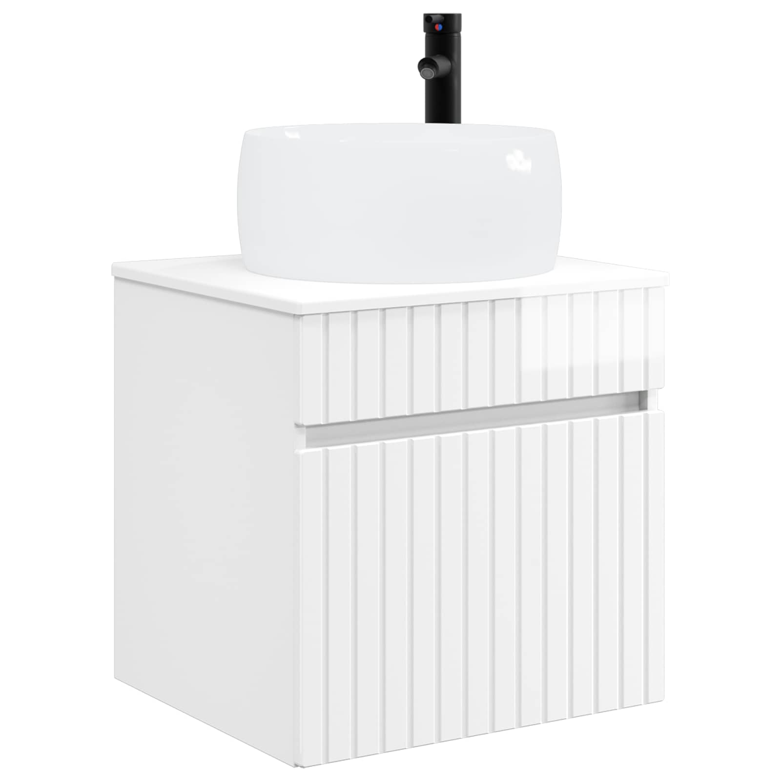 Vanidade de pia de parede branco brilhante 49 x 44,5 x 66 cm