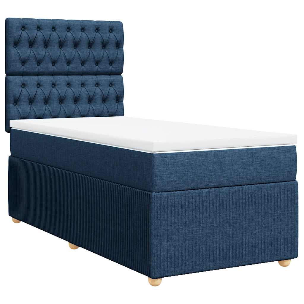 Cama com molas/colchão 100x200 cm tecido azul
