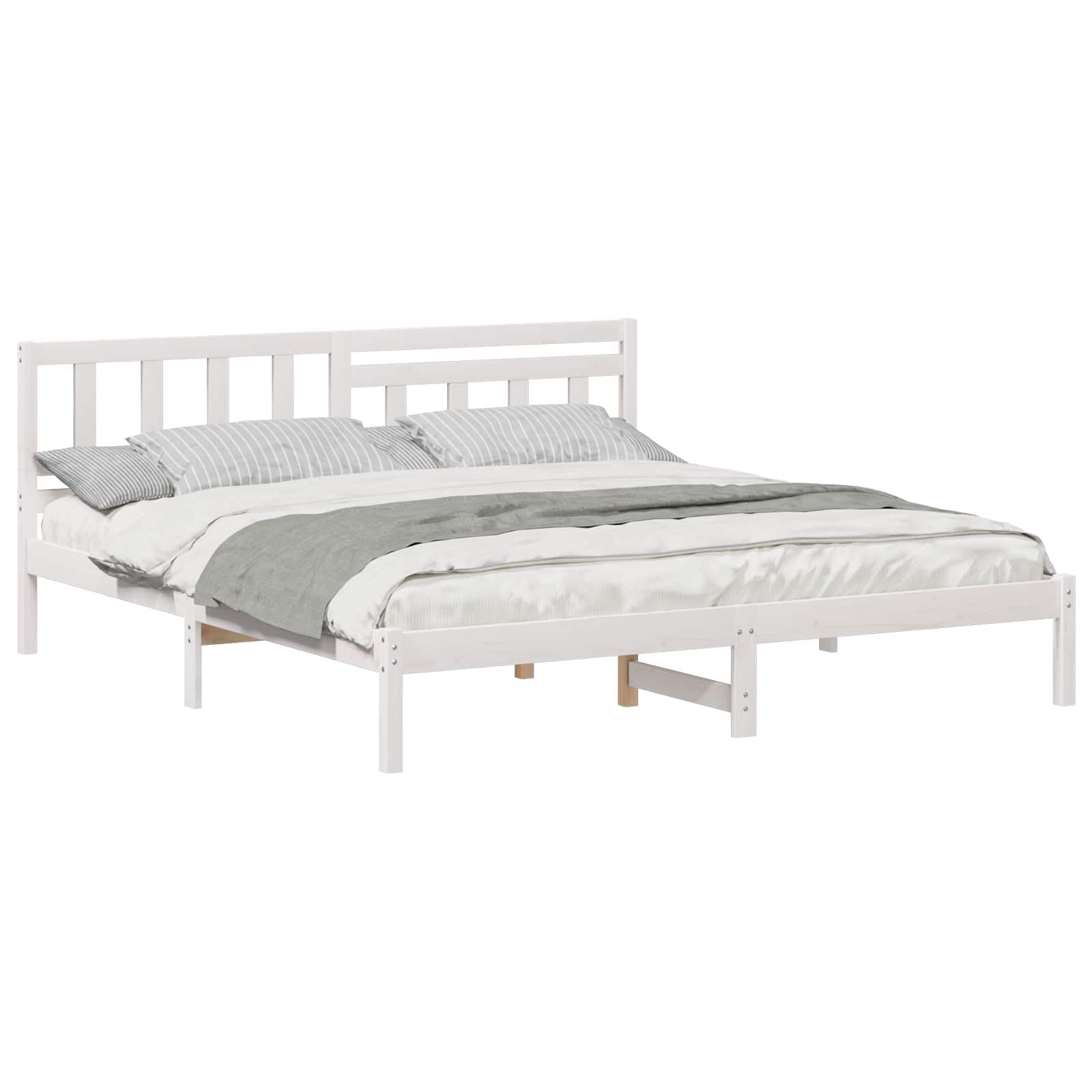 Estrutura da cama com cabeceira branco 200 x 200 cm