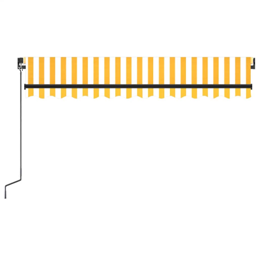 Toldo retrátil manual com LED 350x250 cm amarelo e branco