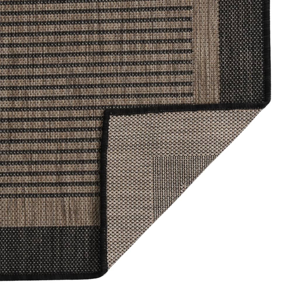 Tapete de tecido plano para exterior 140x200 cm castanho-escuro