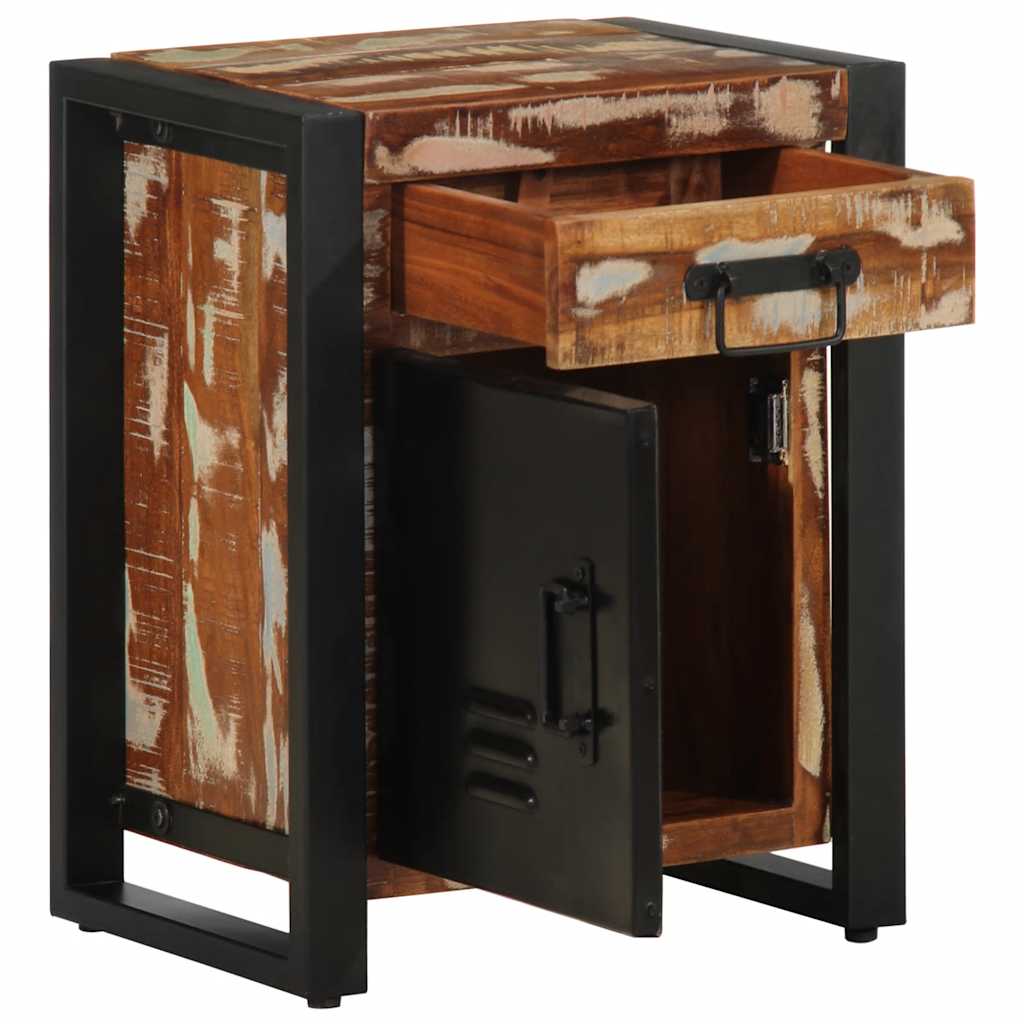 Mesa de cabeceira multicor 40x30x50cm madeira maciça recuperada