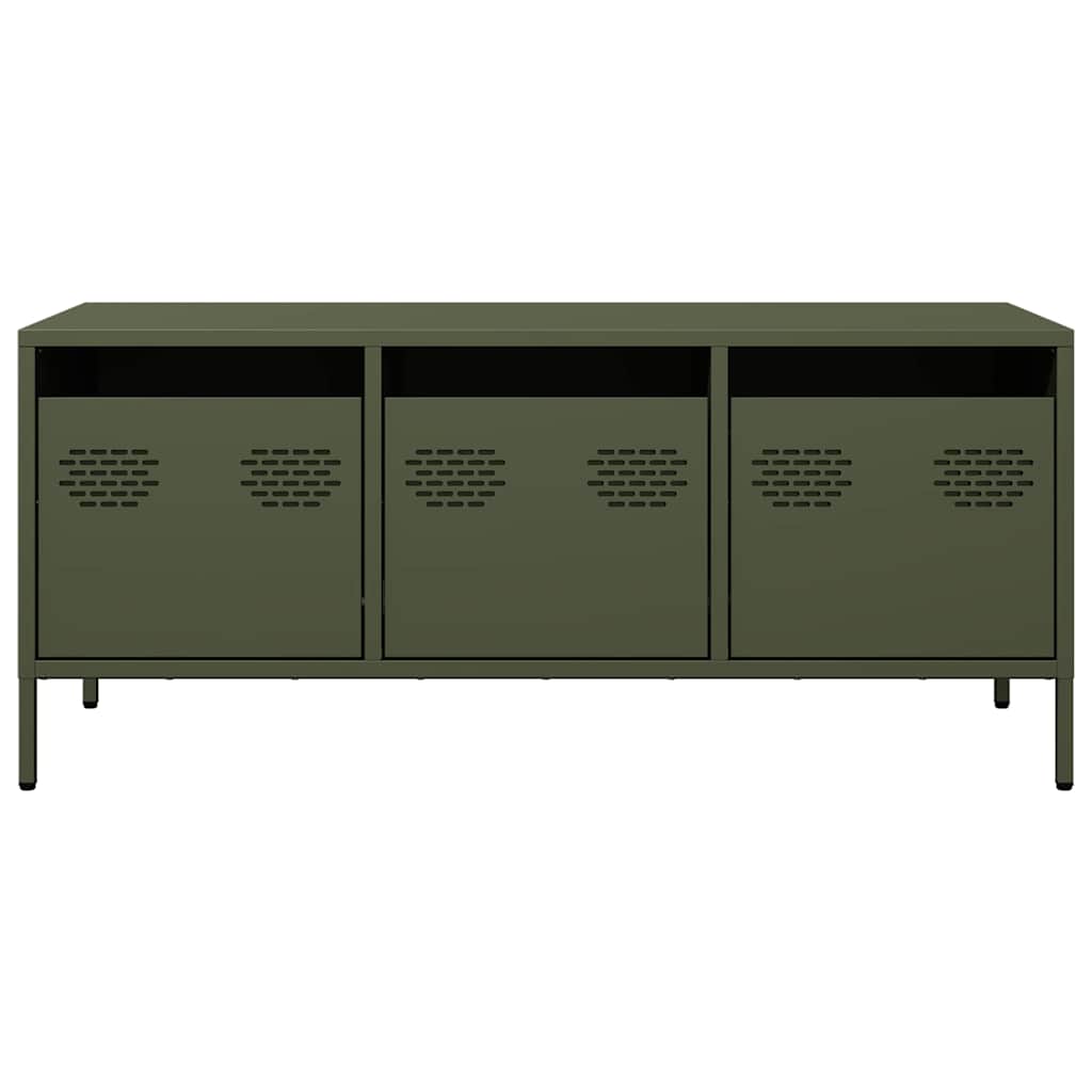 Móvel de TV 101,5x39x43,5 cm aço laminado a frio verde-azeitona