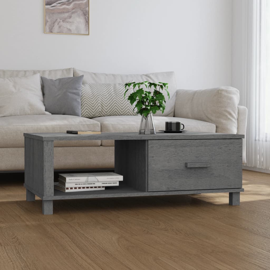 Mesa de centro hamar 100x55x35 cm pinho maciço cinza-escuro