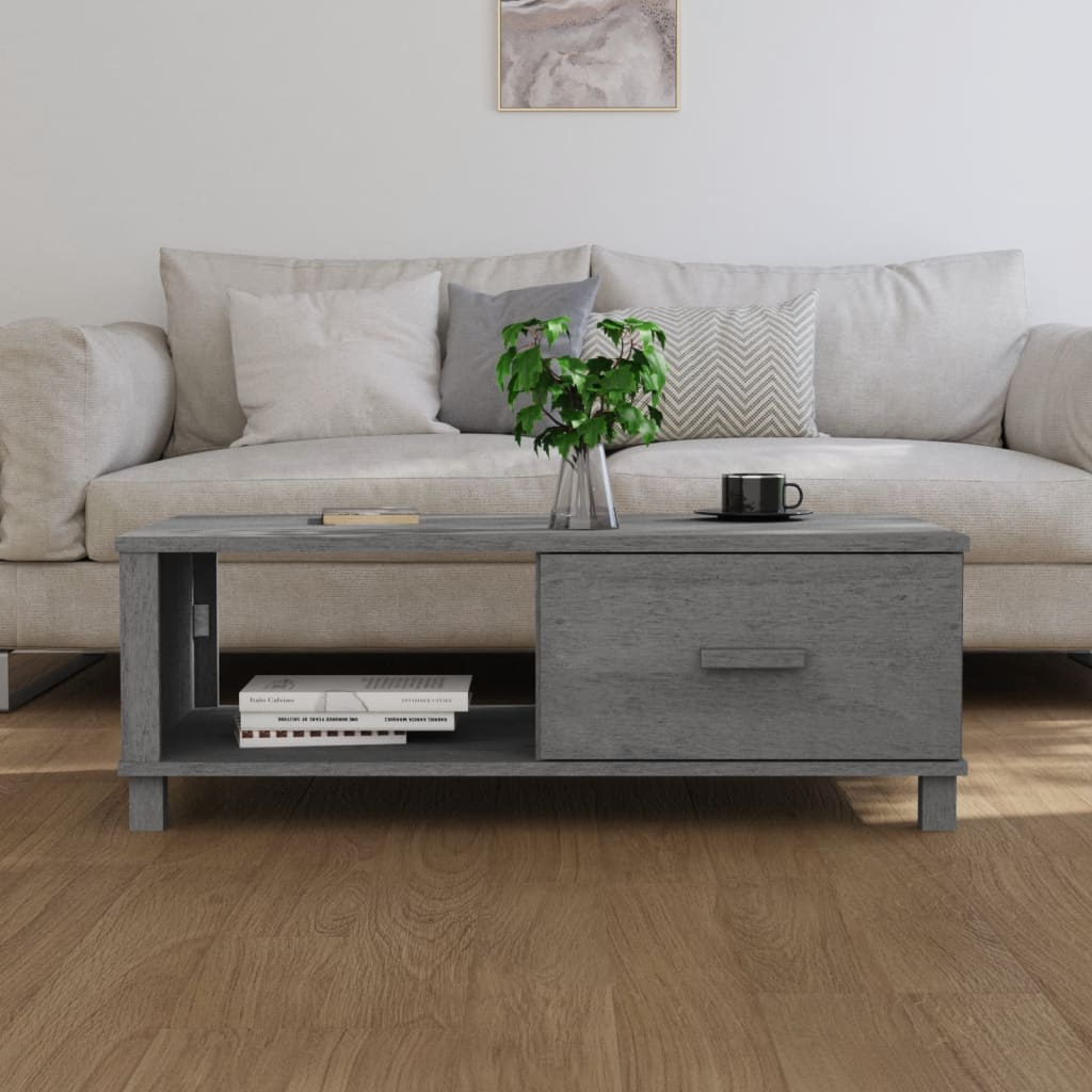 Mesa de centro hamar 100x55x35 cm pinho maciço cinza-escuro