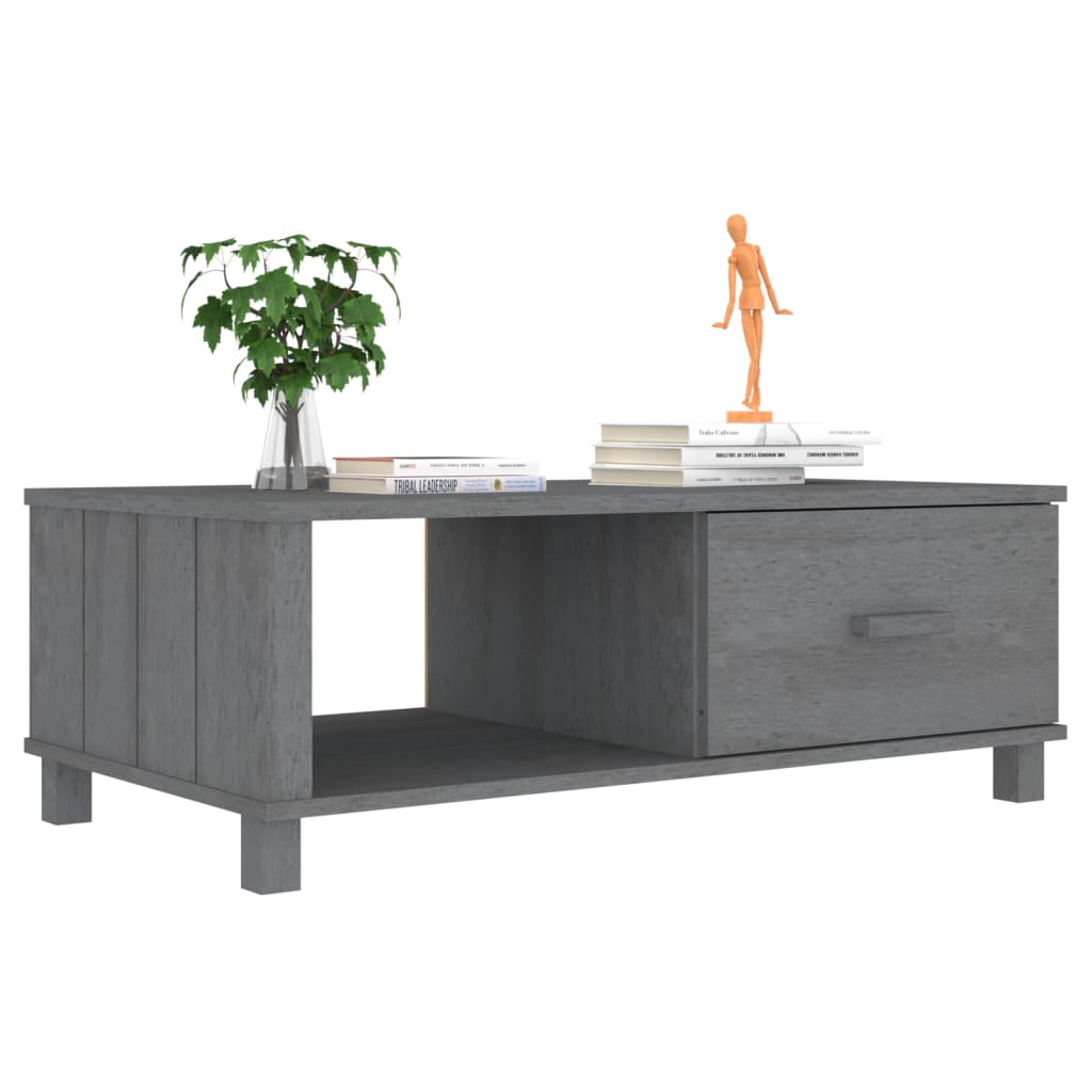 Mesa de centro hamar 100x55x35 cm pinho maciço cinza-escuro
