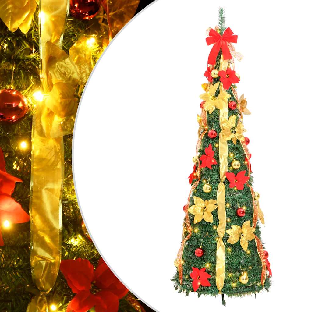 Árvore de natal artificial pop-up c/ 100 luzes LED 150 cm verde