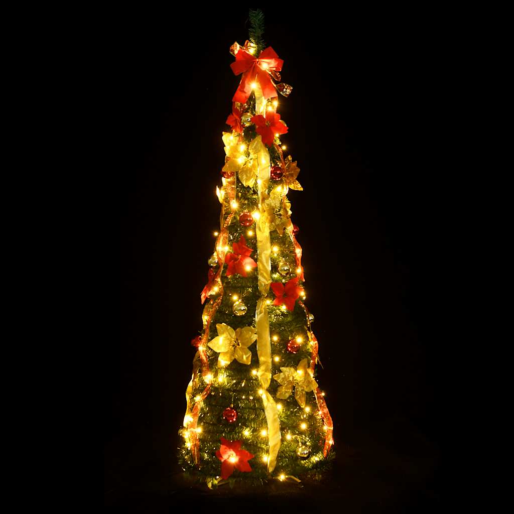 Árvore de natal artificial pop-up c/ 100 luzes LED 150 cm verde