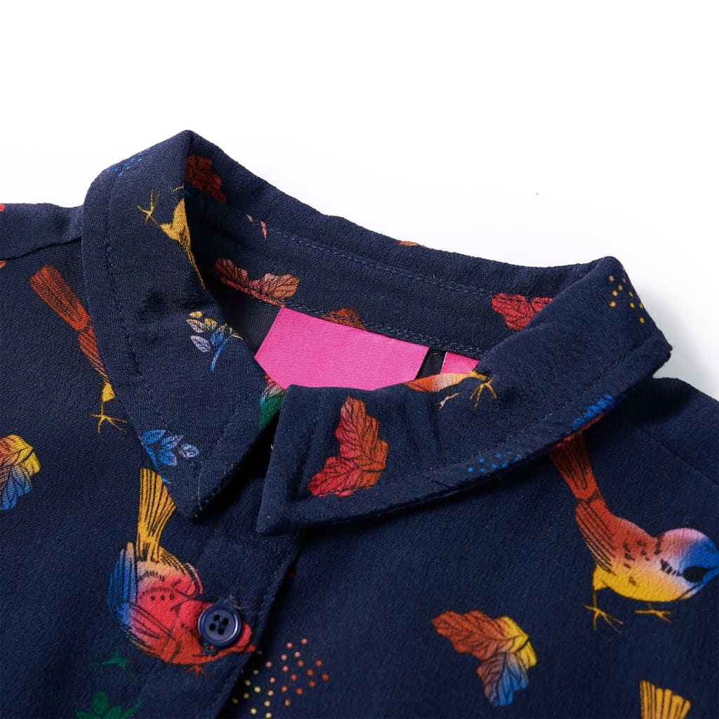 Vestido de manga comprida para criança azul-marinho 128