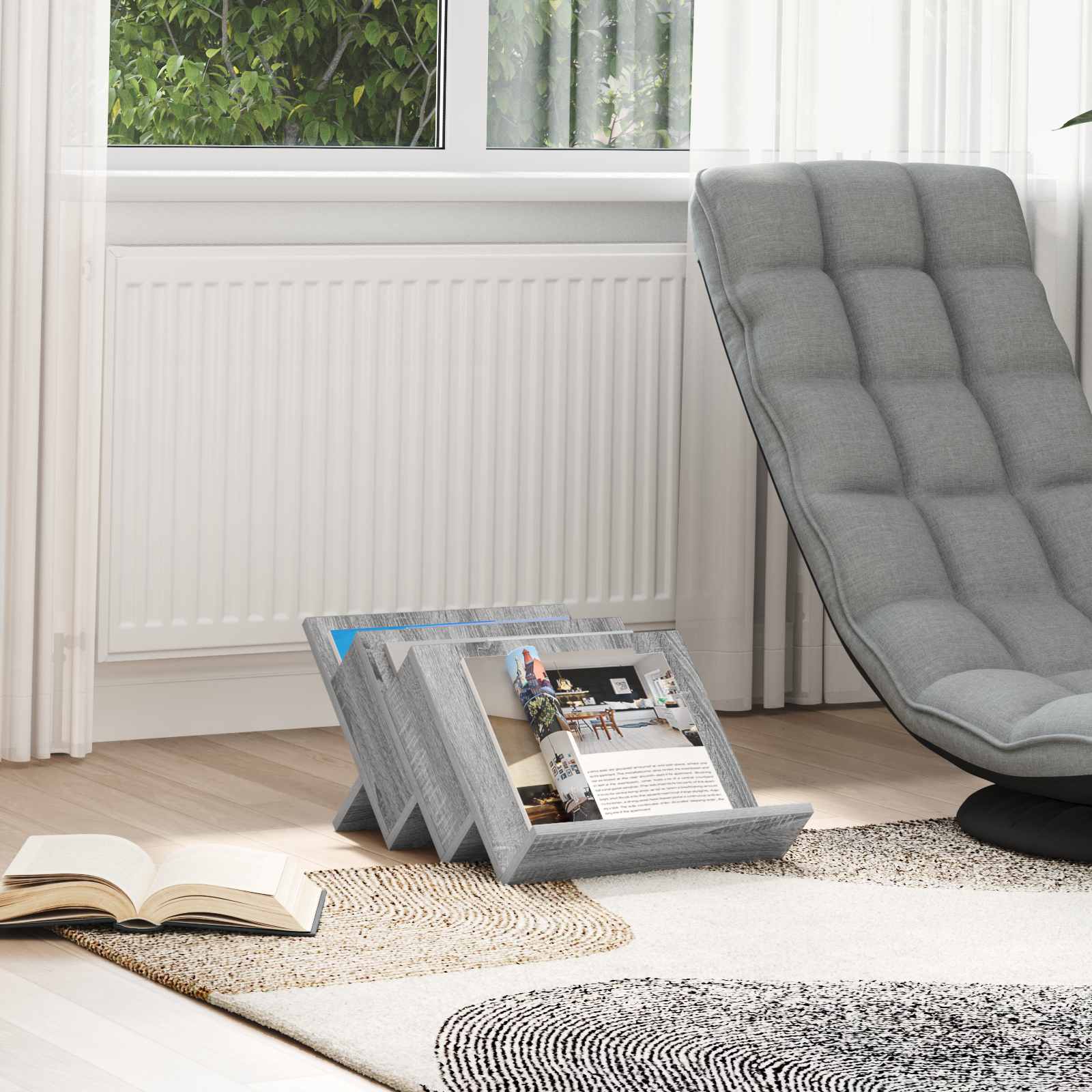 Estante de revistas cinza sonoma 53 x 40 x 28,5 cm