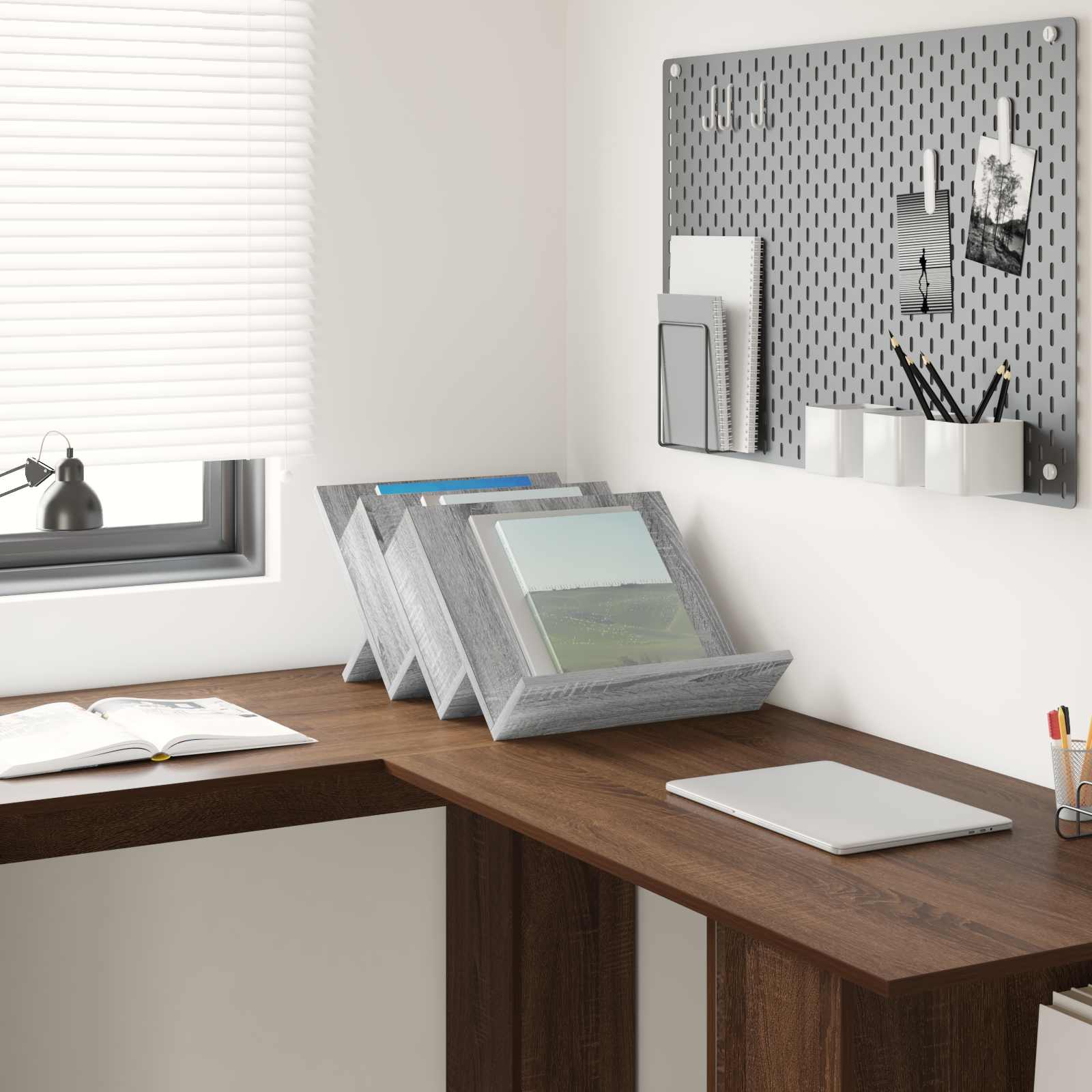 Estante de revistas cinza sonoma 53 x 40 x 28,5 cm