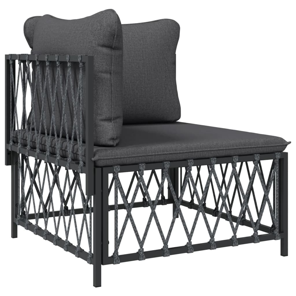 4 Pcs conjunto lounge de jardim com almofadões aço antracite