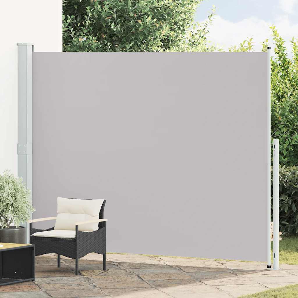 Toldo lateral retrátil para pátio 220x300 cm cinzento
