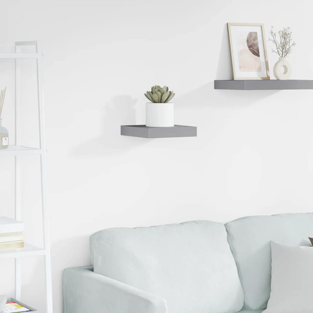 Prateleira de parede suspensa 23x23,5x3,8 cm MDF cinzento