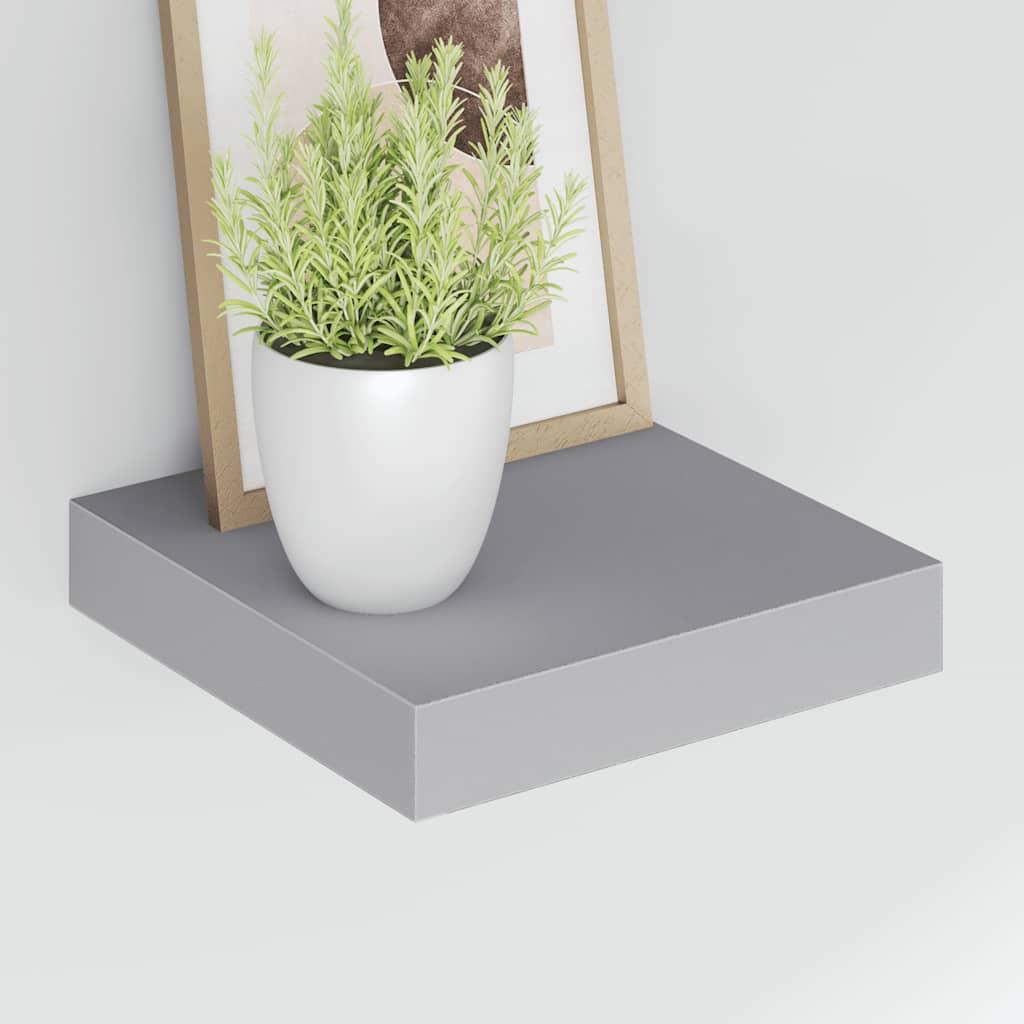 Prateleira de parede suspensa 23x23,5x3,8 cm MDF cinzento