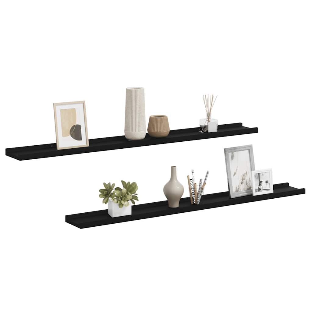 Prateleiras de parede 2 pcs 100x9x3 cm preto