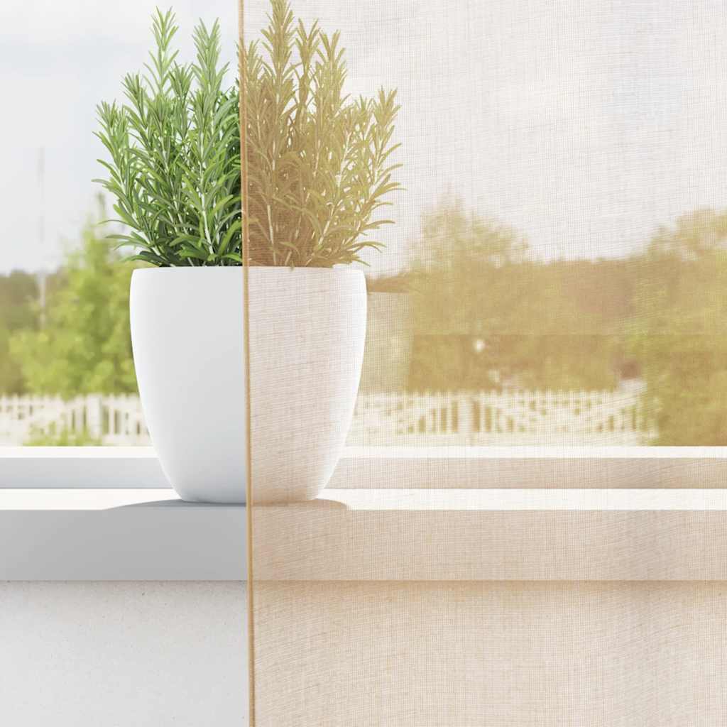 Cortinas de voile com laços 2 pcs areia 140x260 cm