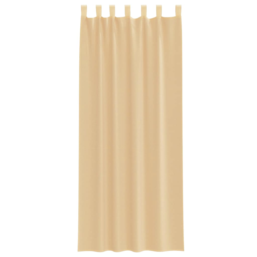 Cortinas de voile com laços 2 pcs areia 140x260 cm