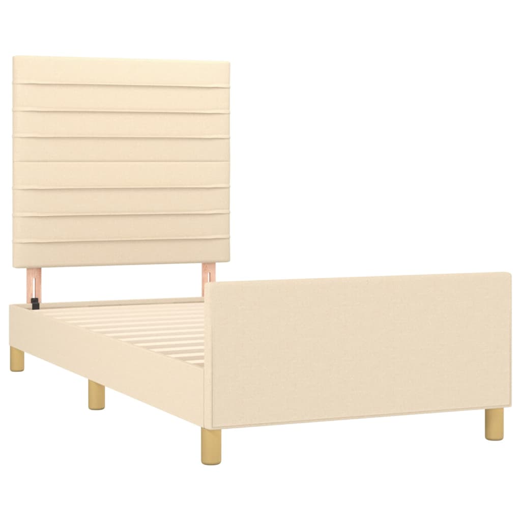 Estrutura de cama sem colchão 90x200 cm tecido creme