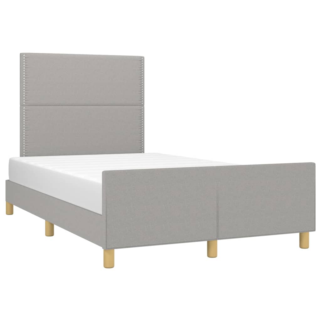 Estrutura de cama sem colchão 120x200 cm tecido cinzento-claro