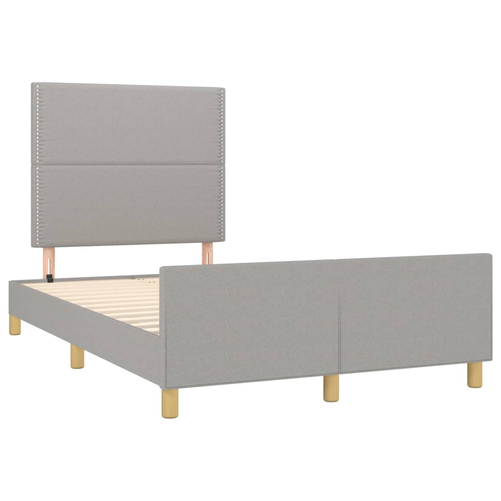 Estrutura de cama sem colchão 120x200 cm tecido cinzento-claro