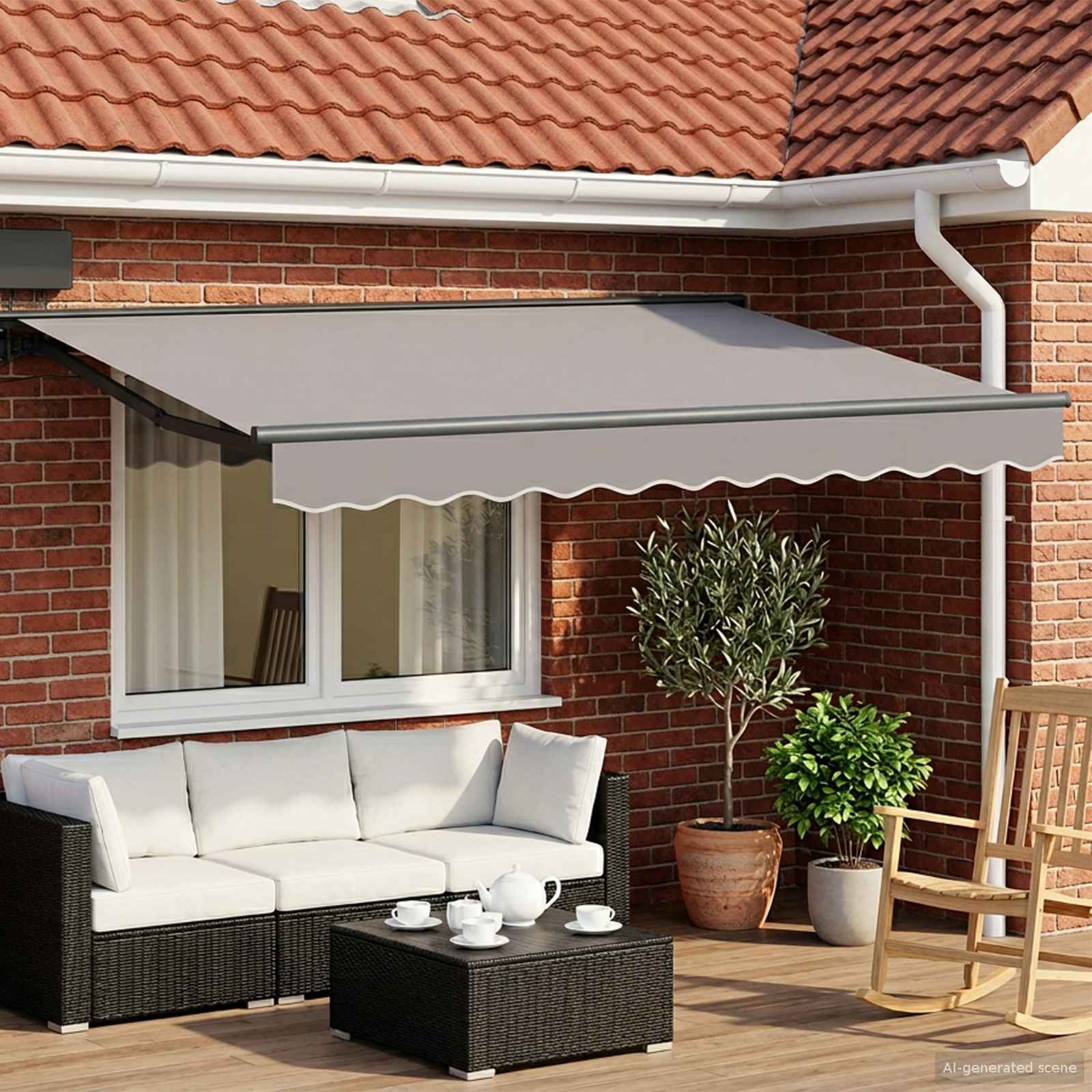 Moldura de toldo elétrico com leds antracite 3 x 2 m alumínio