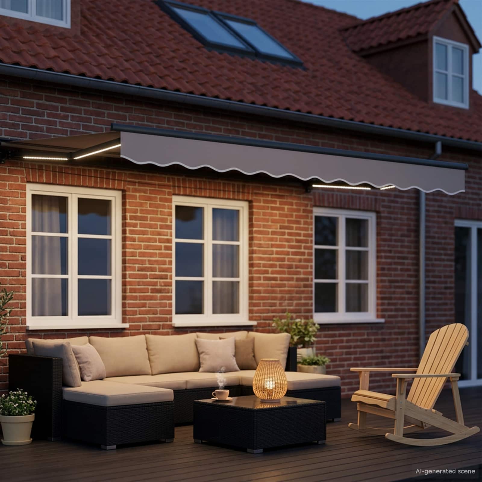Moldura de toldo elétrico com leds antracite 3 x 2 m alumínio