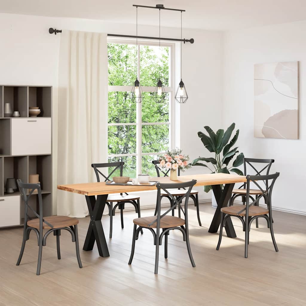 Pés para mesa de jantar em formato de x, 2 peças, preto, 50x(72-73) cm, aço