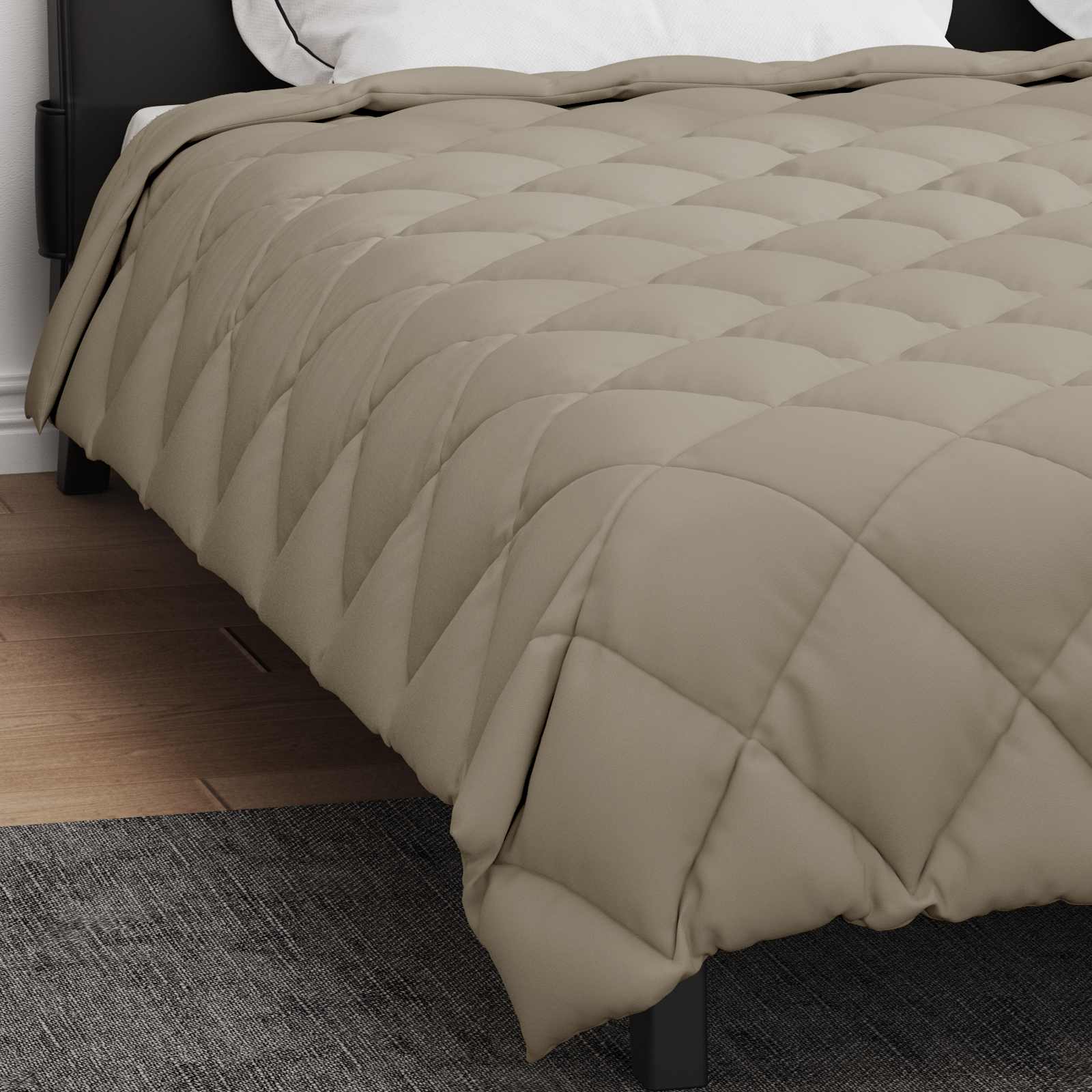 Edredom de inverno 220 x 260 cm 450 gsm cinzento-claro