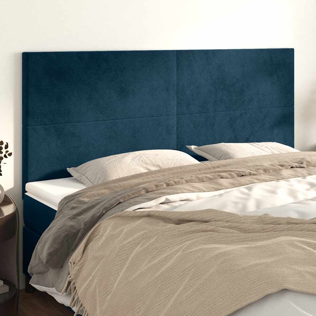 Cabeceira azul escuro 160x5x118/128 cm veludo